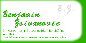 benjamin zsivanovic business card